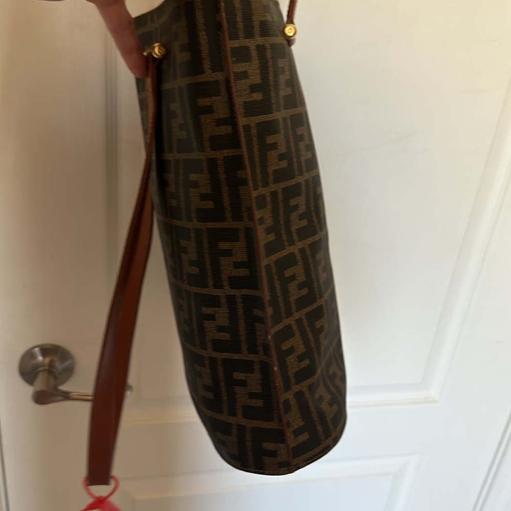 FENDI Coated Canvas Zucca 3 Compartment Shoulder Bag 12x12x5 inch Authentic Mint - Picture 4 of 11